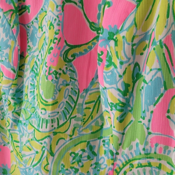 Lilly Pulitzer Pink and Green Floral Sleeveless Sheath Dress Size 00 - Picture 4 of 4